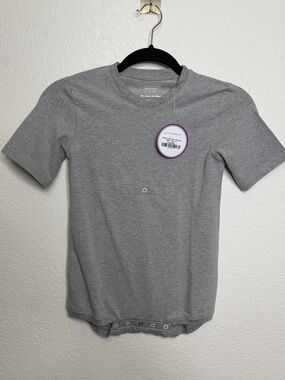KayCey Special Needs Popper Vest Bodysuit Gray Short Sleeve Kids Sz 7/8 NEW